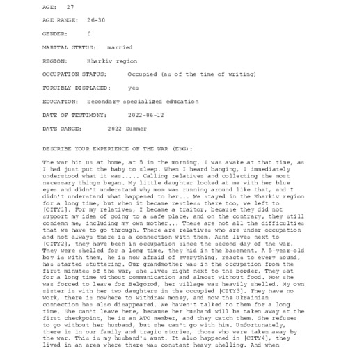 Screenshot of testimony 328