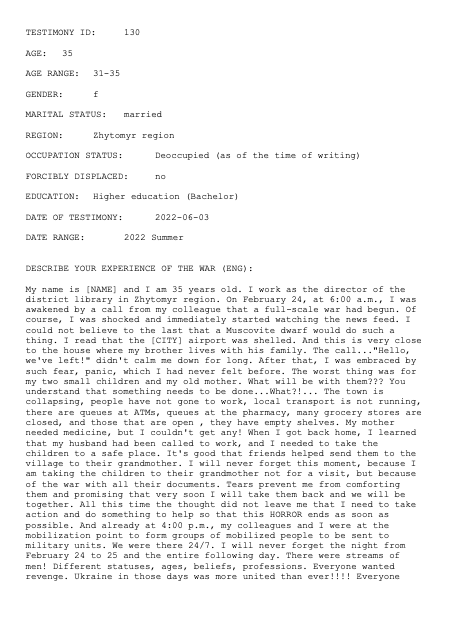 Screenshot of Testimony 130