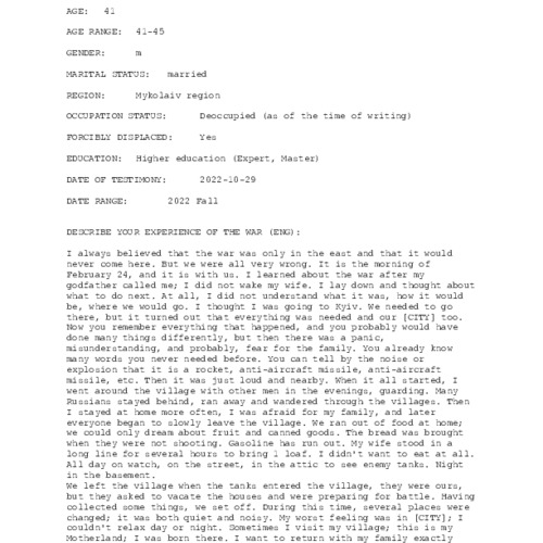 Screenshot of testimony 1380