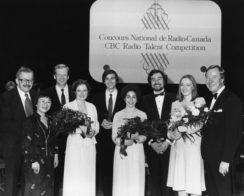 [Margaret Lyons with finalists in the CBC Radio Talent Competition] 