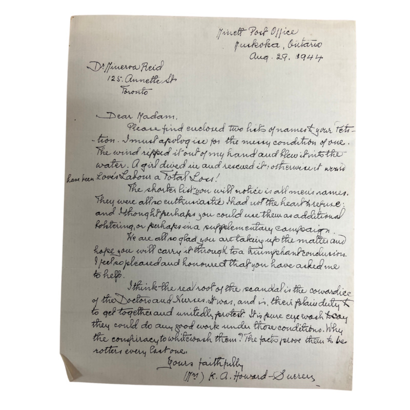 Letter from K. A. Howard-Surrey
