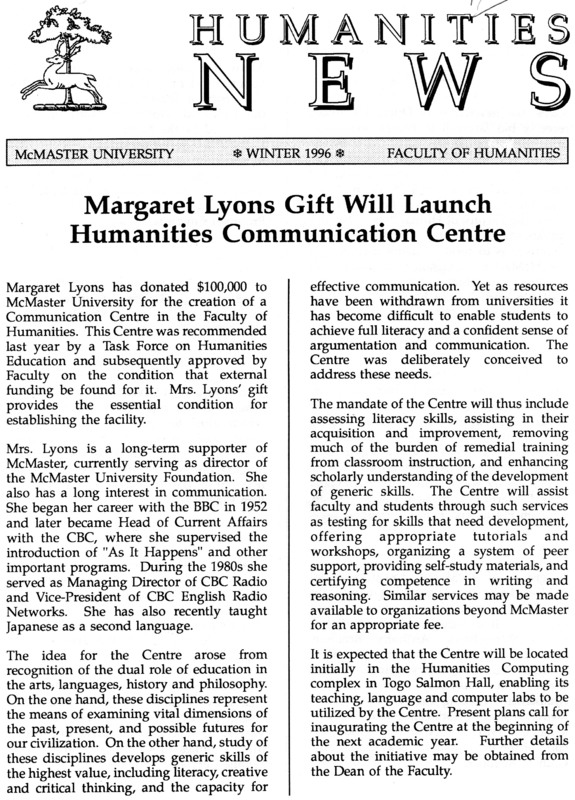 [The Introduction of a New Humanities Communication Centre]