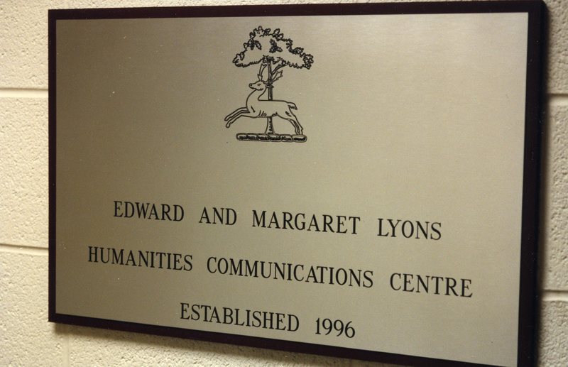 Plaque for the Edward and Margaret Lyons Humanities Communications Centre