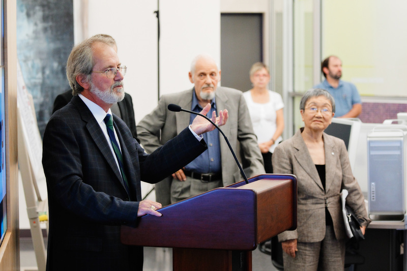 Margaret and Ed Lyons attend the grand opening of the Lyons New Media Centre