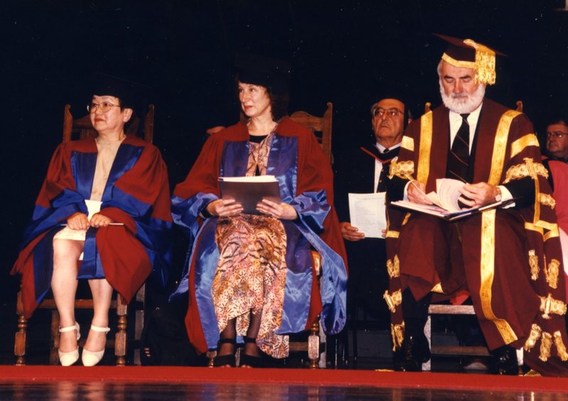 [Margaret Lyons, Margaret Atwood, and Peter George at Convocation