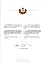 [Letter of award for the Queen Elizabeth II Diamond Jubilee Medal]