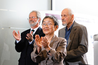 Margaret and Ed Lyons with University President Patrick Deane