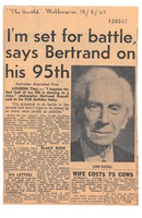 "I'm set for battle" The Herald, Melbourne, Australia, 19 May 1967.