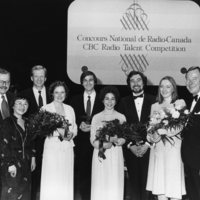 [Margaret Lyons with finalists in the CBC Radio Talent Competition] 