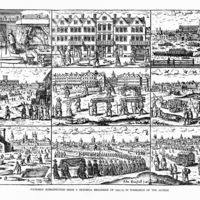 Nine images of the plague in London, 17th century