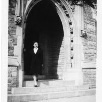 [Margaret Lyons in front of University Hall]