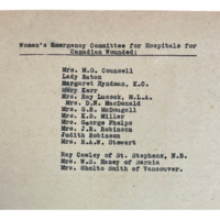 List of Members of the Women’s Emergency Committee for Wounded Veterans