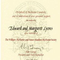 [Moulton Society Certificate to Margaret and Edward Lyons]