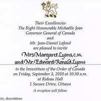 [Order of Canada Certificate to Margaret and Edward Lyons]