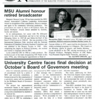 [McMaster Student Union Alumni Association Newsletter featuring Margaret Lyons]