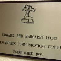 Plaque for the Edward and Margaret Lyons Humanities Communications Centre