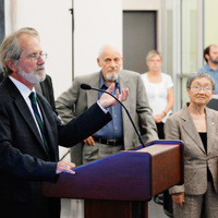 Margaret and Ed Lyons attend the grand opening of the Lyons New Media Centre