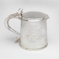 Tankard engraved with scenes depicting the Great Plague, 1675/1676