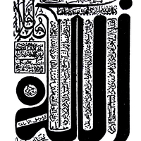 Various posters, by calligrapher Muhammad Bin Al-Qasim al-Qundusi, were obtained from Wikimedia Commons. Among them is a large calligraphic representation of  “Allah” (God in Arabic) from the 19th century, on display at the courtyard of the Zawiya of Moulay Idris II in Fes, Morocco. 