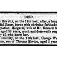 Hamilton Spectator Obituary, 1853